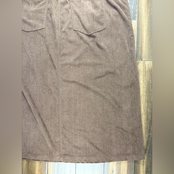 Cider Plus Size 2X Brown Corduroy Midi Maxi High Waisted Skirt Pockets - Picture 10 of 11